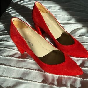 Marc Fisher Red Glossy Heels with Pointed Toe